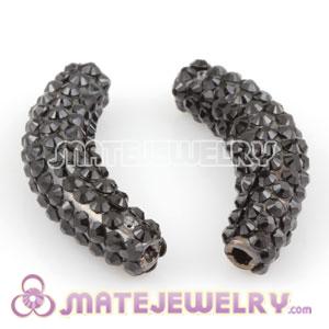 Silver Plated Alloy Beads with Black Crystal