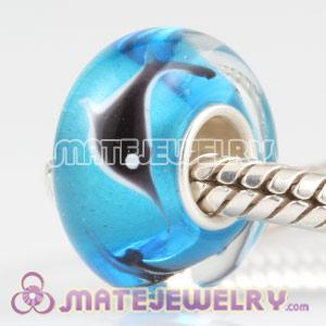 Shark Lampwork glass beads in 925 silver single core