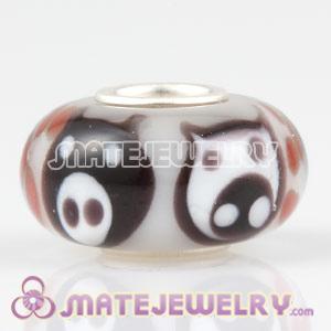 Pig Lampwork glass beads in 925 silver single core