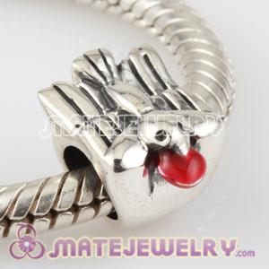 pigeon with heart charm beads 925 sterling silver