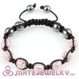 Sambarla Style Bracelets with pink Crystal Alloy Beads and Hematite