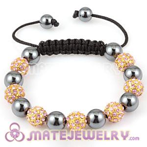 Sambarla Style Bracelets with golden pink Crystal Alloy Beads and Hematite