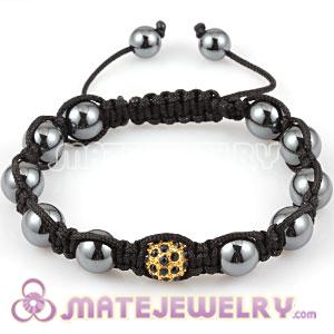 Sambarla Style Bracelets with black Crystal Ball beads In the middle and Hematite