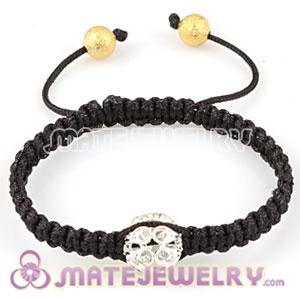 Fashion Sambarla Black Macrame Bracelet Wholesale with white hollow crystal ball beads 