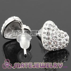 925 Sterling Silver Austrian crystal  Heart Stud Earrings