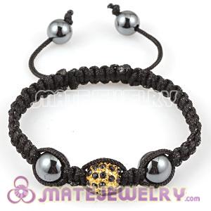 2011 Sambarla Friendship Inspired Macrame Bracelets with Golden Beads black Crystal and Hematite