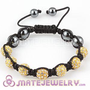 2011 fashion Sambarla Style Bracelets with Golden Beads white Crystal and Hematite