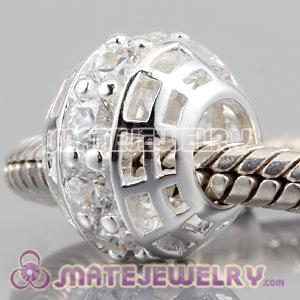 Authentic 925 sterling silver charm Beads with clear Diamond Around 