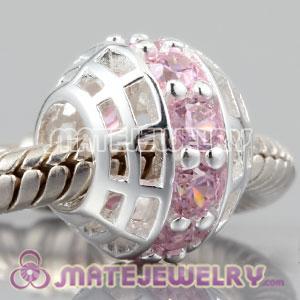 Authentic 925 sterling silver charm Beads with Lovely pink Sapphire Around 