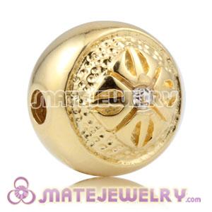 10mm Sambarla style Gold plated sterling silver Bead with Austrian Crystal 