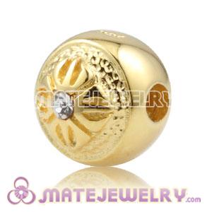 8mm Sambarla style Gold plated sterling silver Bead with Austrian Crystal 