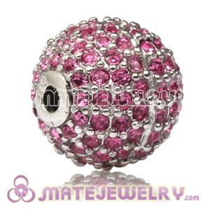 12mm Sterling Silver Disco Ball Bead Pave Rose Austrian Crystal Sambarla Style