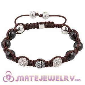  Sterling Silver Disco Ball Beads with Stone and 6 Black Agate Sambarla Inspired Bracelet