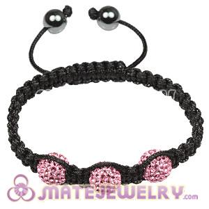 Fashion Tresor Macrame Bracelets Pink Crystal and Hematite beads 