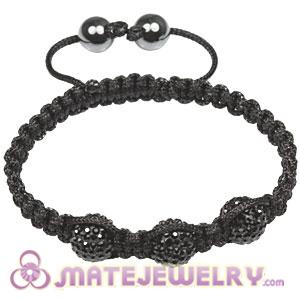 Fashion Tresor Macrame Bracelets Black Crystal and Hematite beads 