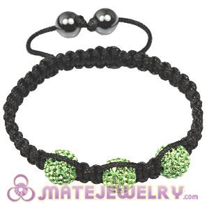 Fashion Tresor Macrame Bracelets Green Crystal and Hematite beads 