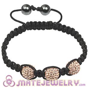 Fashion Tresor Macrame Bracelets Rose Crystal and Hematite beads 