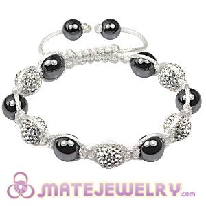 Fashion White cord Tresor Sambarla Style Bracelets with white Czech Crystal Bead and Hematite