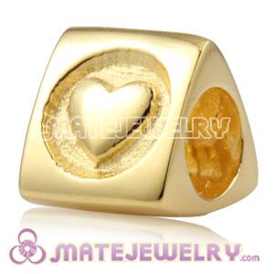 Gold plated 925 Sterling Silver Triangle Heart charm Beads