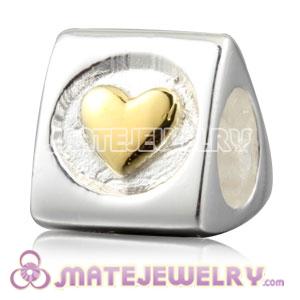 925 Sterling Silver Triangle Gold Heart charm Beads