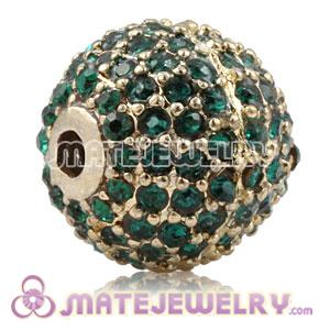 12mm Copper Disco Ball Bead Pave Blue Austrian Crystal Sambarla Style