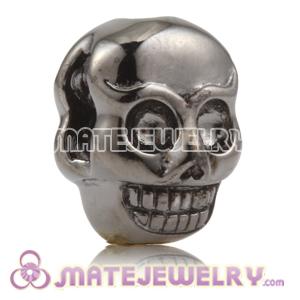 8×11mm Gun black  plated Sterling Silver Skull Head Bead 