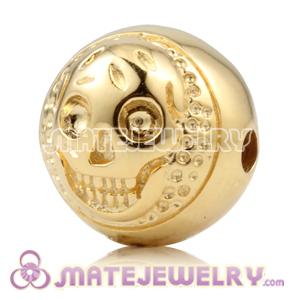10×11mm  18K Gold plated Sterling Silver Skull Head Ball Bead 