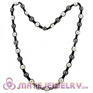 Fashion handmade Tresor unisex necklace with white Czech Crystal and Hematite beads 
