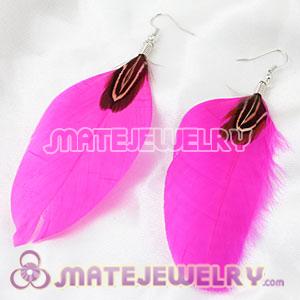 Fashion Bohemian Pink Feather Earrings With Alloy Fishhook 