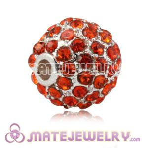 10mm Handmade Alloy Beads With Red Crystal