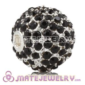 12mm Handmade Alloy Beads With Black Crystal