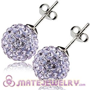 10mm Sterling Silver Lavender Czech Crystal Ball Stud Earrings 