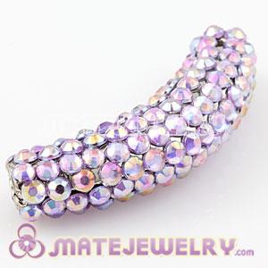 Silver Alloy Beads With Pink Crystal