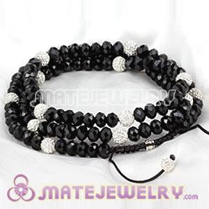 Fashion Long Alloy Crystal Black Faceted Crystal Glass Beads Unisex Necklace 