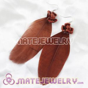 Cheap Coffee Tibetan Jaderic Indianstyles Flower Feather Earrings