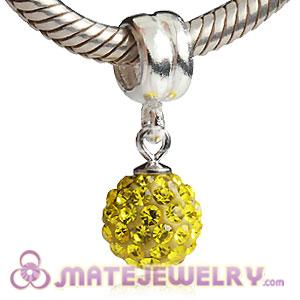 Sterling Silver European Charms Dangle Yellow Czech Crystal Beads