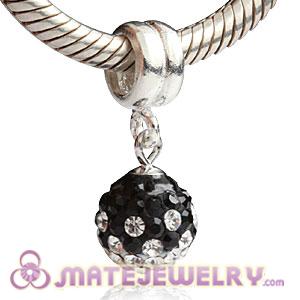 Sterling Silver European Charms Dangle White-Black Czech Crystal Beads