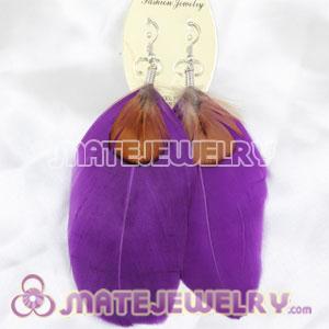 Cheap Purple Tibetan Jaderic Bohemia Styles Feather Earrings