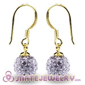 8mm Lavender Czech Crystal Ball Gold Plated Sterling Silver Hook Earrings