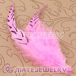 Wholesale Natural Striped Pink Grizzly Rooster Feather Hair Extensions 