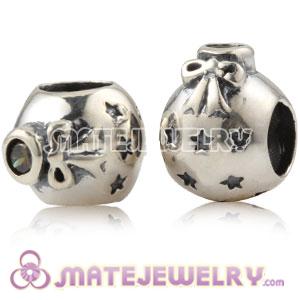 925 Sterling Silver Christmas Ball Beads With Olive Stone