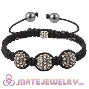 Sambarla Inspired White Crystal Disco Ball Bead Macrame Friendship Bracelets 
