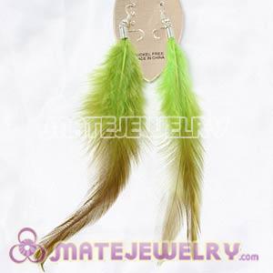 Long Green Tibetan Jaderic Bohemia Feather Earrings Cheap 