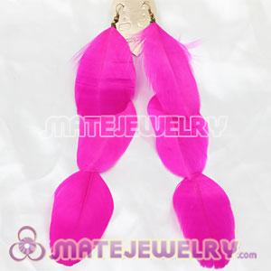Pink Big Flake Extra Long Feather Earrings For Sale