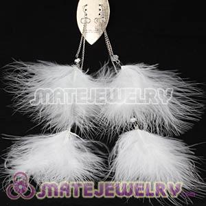 Fashion White Fluffy Extra Long Feather Earrings For Sale