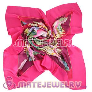 Elaborately Hand Painted Silk Scarf 108×108CM Large Square Silk Neck Scarves 
