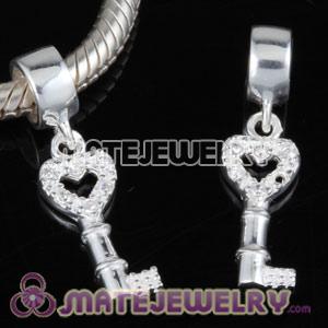 European Style Key Heart Sterling Silver Beads