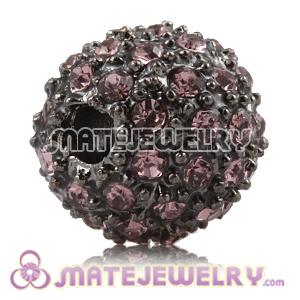 10mm Sambarla Style Handmade Alloy Beads With Pink Crystal 