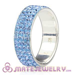 Wholesale 925 Sterling Silver Rings With Blue Czech Crystal