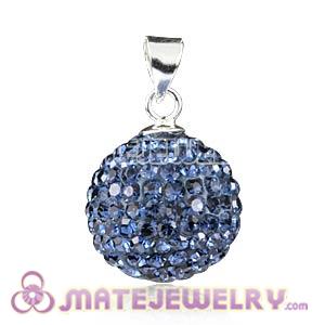 Wholesale 14mm Sterling Silver Blue Czech Crystal Pendants 